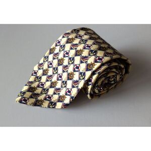 MUSEUM‎ ARTIFACTS Men's All Silk Neck Tie Handmade Pale Yellow Vintage Nautical